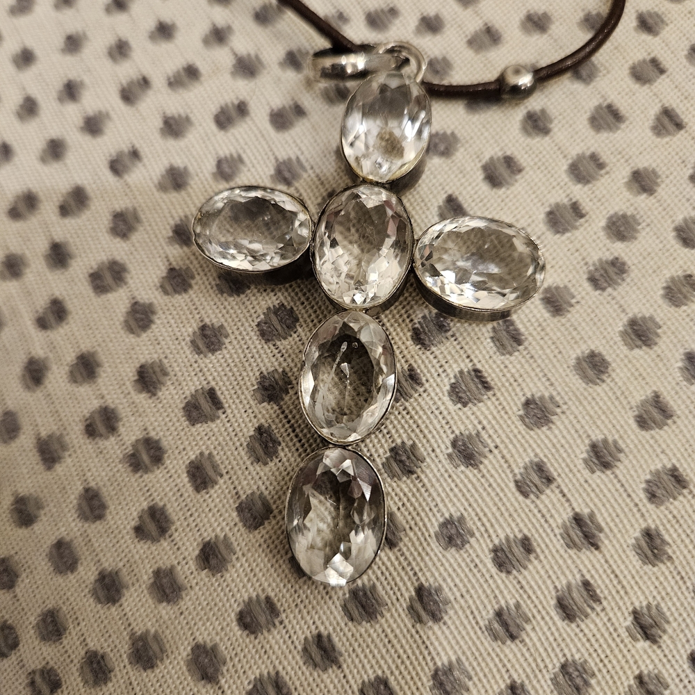 Sundance Clear Crystal Cross Pendant Necklace